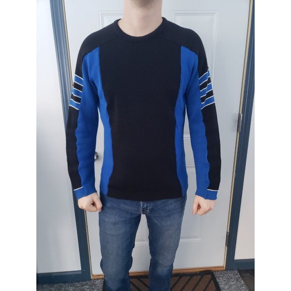 80s/90s Black and Blue‎ Wool Sweater - Picture 1 of 6